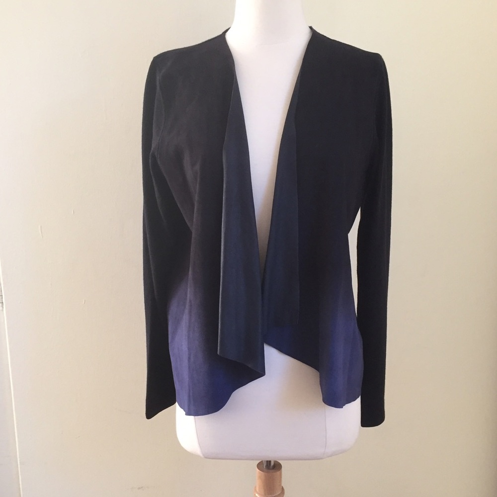 Elie Tahari Ombré Leather and Wool Cardigan